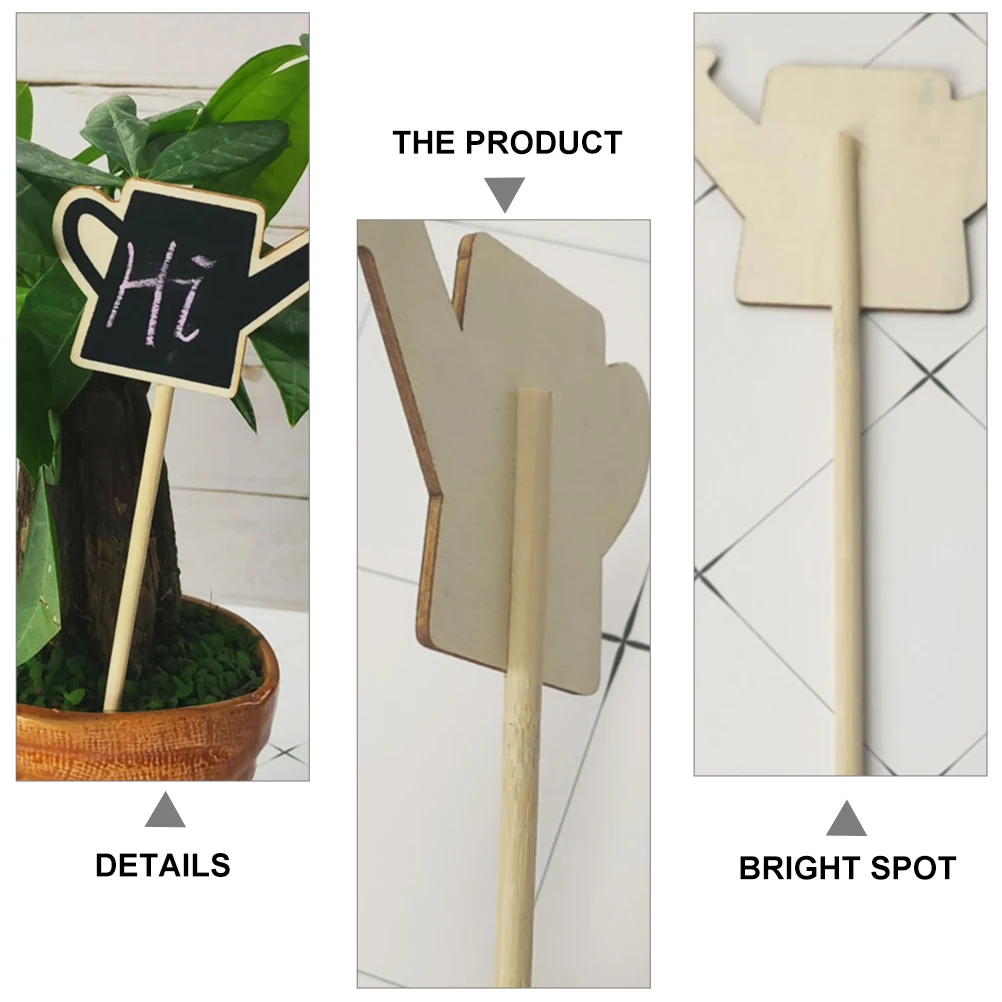 

10pcs Chalkboard Plant Markers Wood Mini Message Tags Home Floral Decor Reusable Garden Sign Picks For Potted Plants Wooden