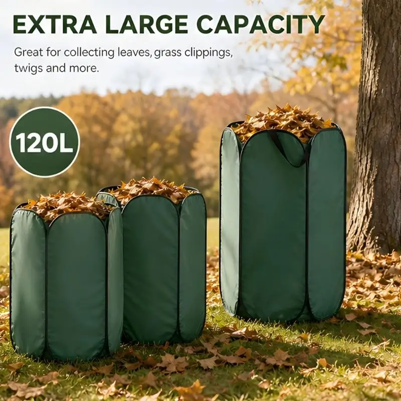 Yard Waste Bag, Freestanding Garden Debris Bag with Spring-Frame Design, Open Top and Carry Handles for Routine Outdoor 87HA