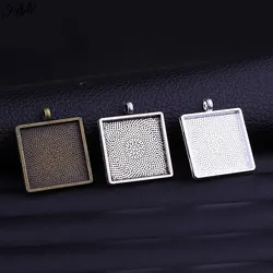 50PCS Square Cabochon Base 20/25/30/35mm Pendant Tray Settings Charms For DIY Jewelry Making Findings Accessories Fast Shipping