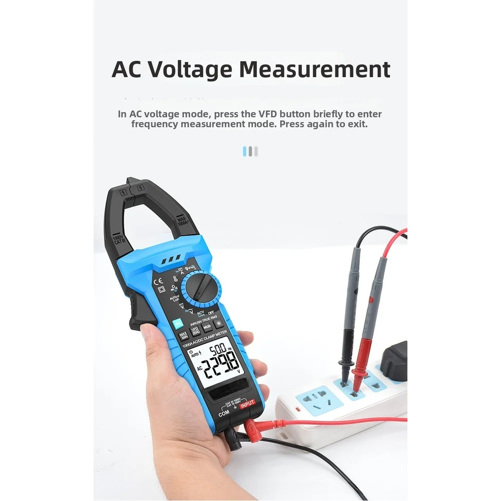 True RMS Meter Digital Clamp Meter Wide Measurement Range Temperature Detection Function Wide Measurement Range Clamp Meter
