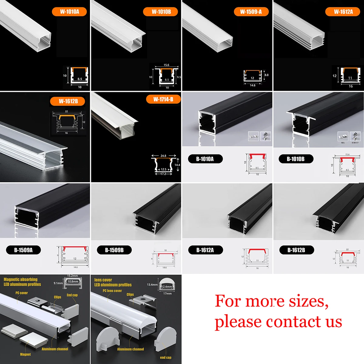 50Cm Led Aluminum Profile U/yw Type Aluminum Channel Diffuser for Cob /smd 2835 Ws2812B Led Strip Room Cabinet Layer Light Bars