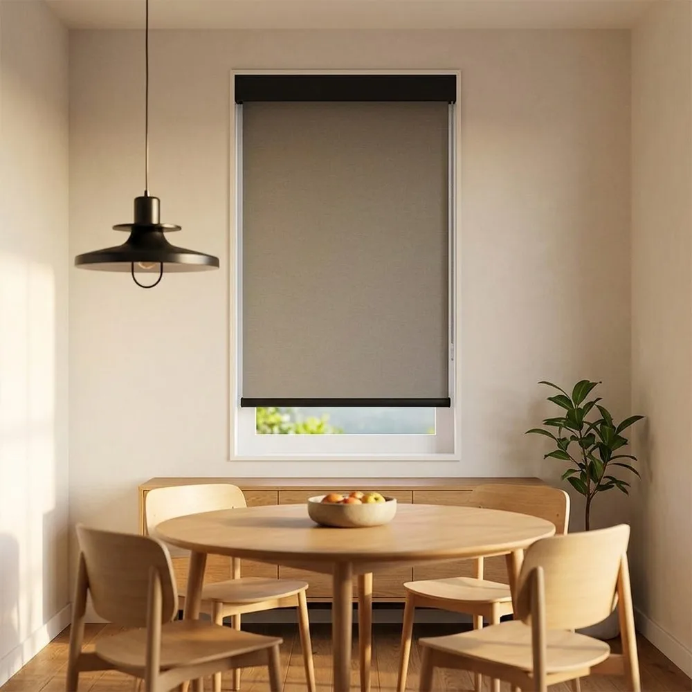 Home Theater Blackout Roller Blind with Side Channels, Total Blackout Window Shade Waterproof Mold Resistant Fabric