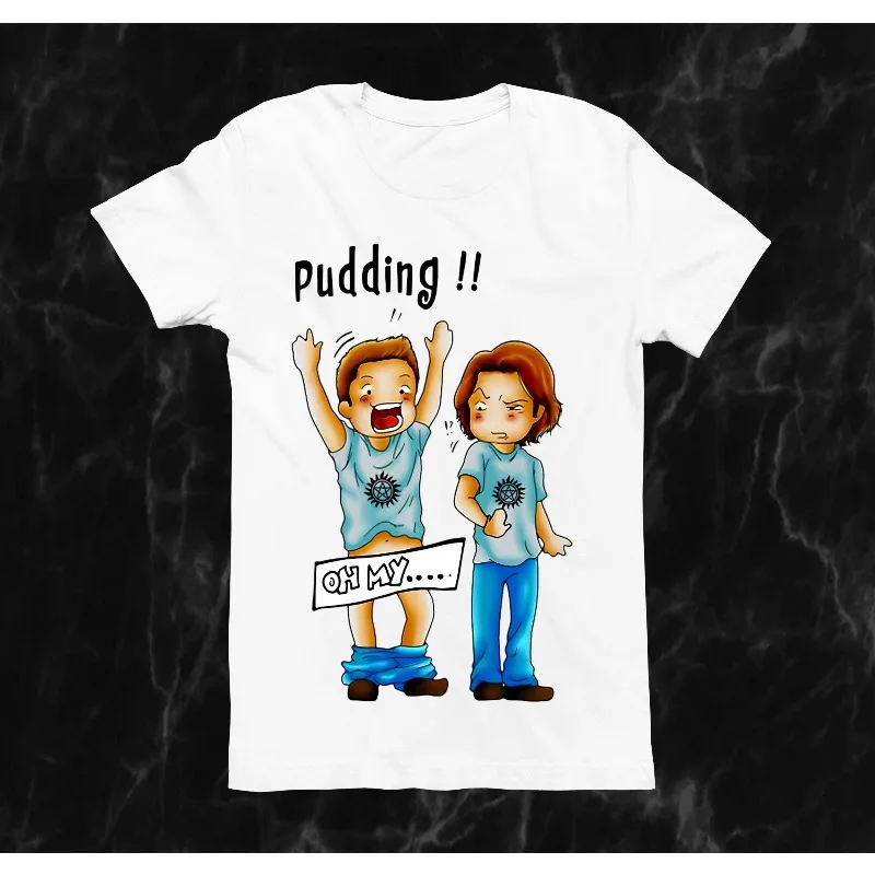 Pudding Dean & Sam Winchester Oh My Funny TV Series Summer Unisex Loose and Breathable Cotton T-shirt Top