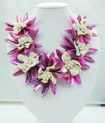 NO-1188# classic!!!  Shell /pearl   Bride Wedding. Flower necklace 20