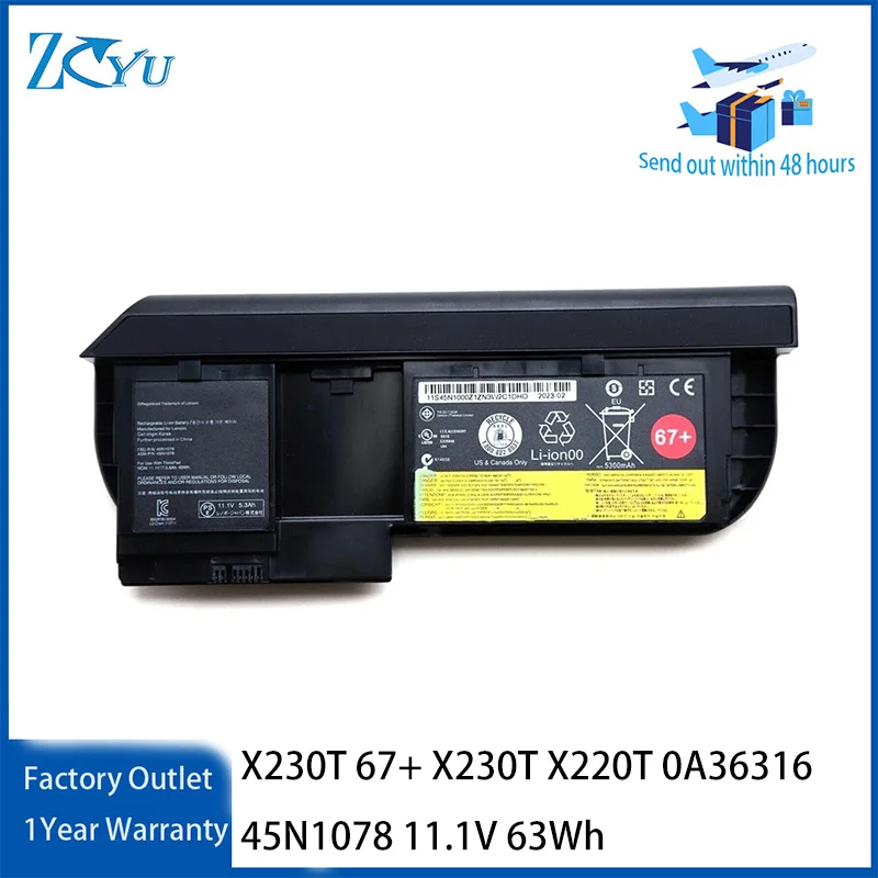 45N1079 67+ Laptop-Akku für Lenovo ThinkPad X230T X220T 0A36316 45N1078 usw. 11,1 V 63 Wh