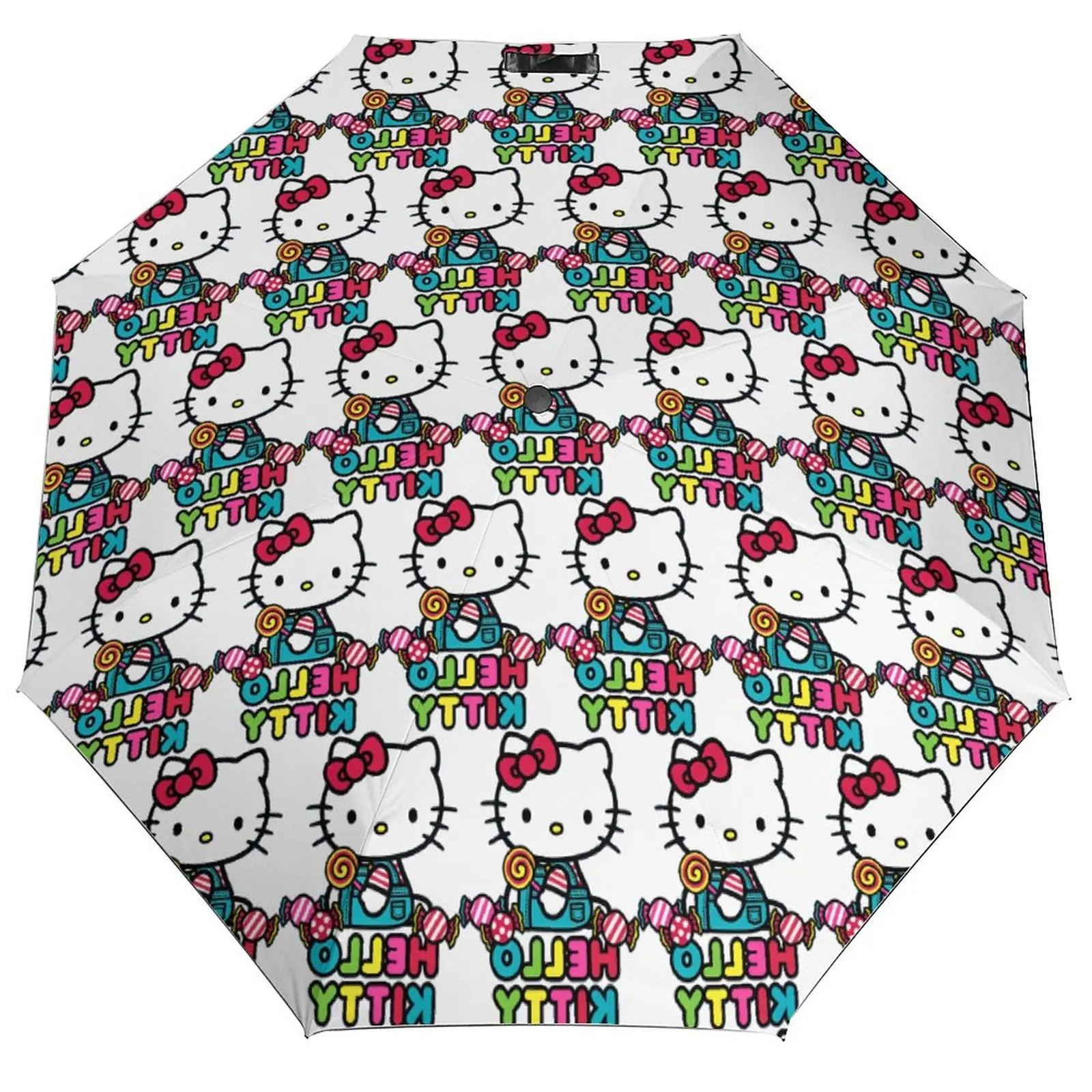 

8-рулочный тройной автомобильный зонт с защитой от УФ-лучей, зонт Hello Kitty с мультяшным котом, конфеты, стильные складные усиленные зонты