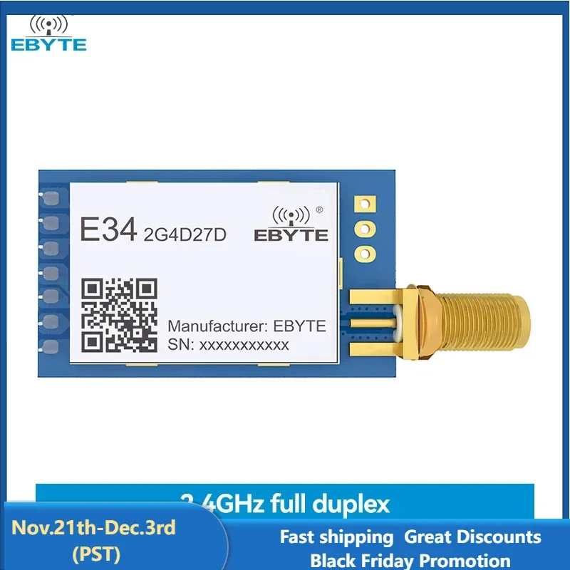 nRF24L01+ 2.4G UART Wireless Module E34-2G4D27D Full Duplex High-Speed Transmission 27dBm Ebyte GFSK DIP 5KM Wireless Module