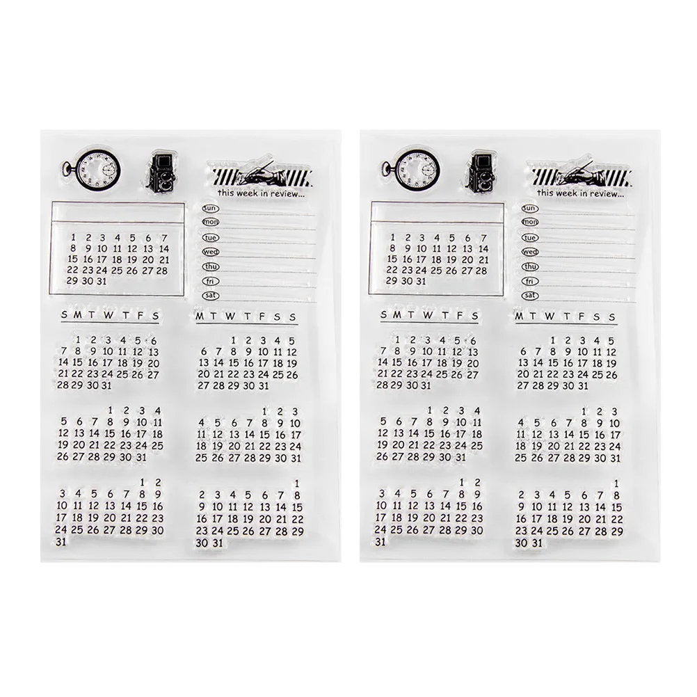 

2Sets Calendar Transparent Clear Stamps Durable DIY Scrapbook Stamps Planner Craft Decorative DIY Clear Stampers