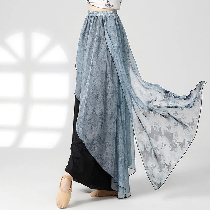 Camisas de danza clásica elegantes para mujer, faldas de baile con rima corporal fluida, pantalones, trajes de actuación de danza folclórica tradicional china