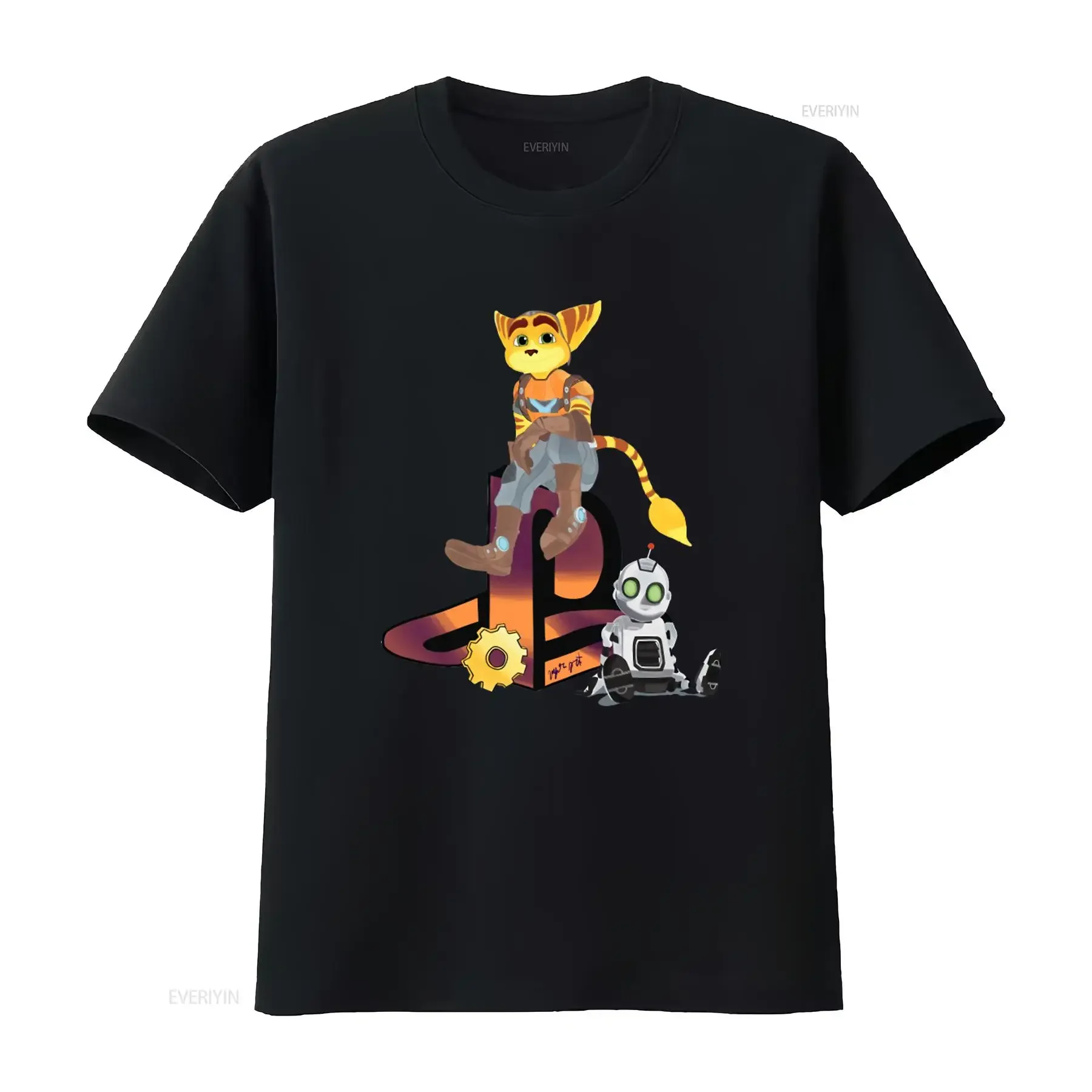 Ratchet And Clank Video Game Character Print T Shirt for Casual  vintage Washed designer clothes Comfortable graphic fashion