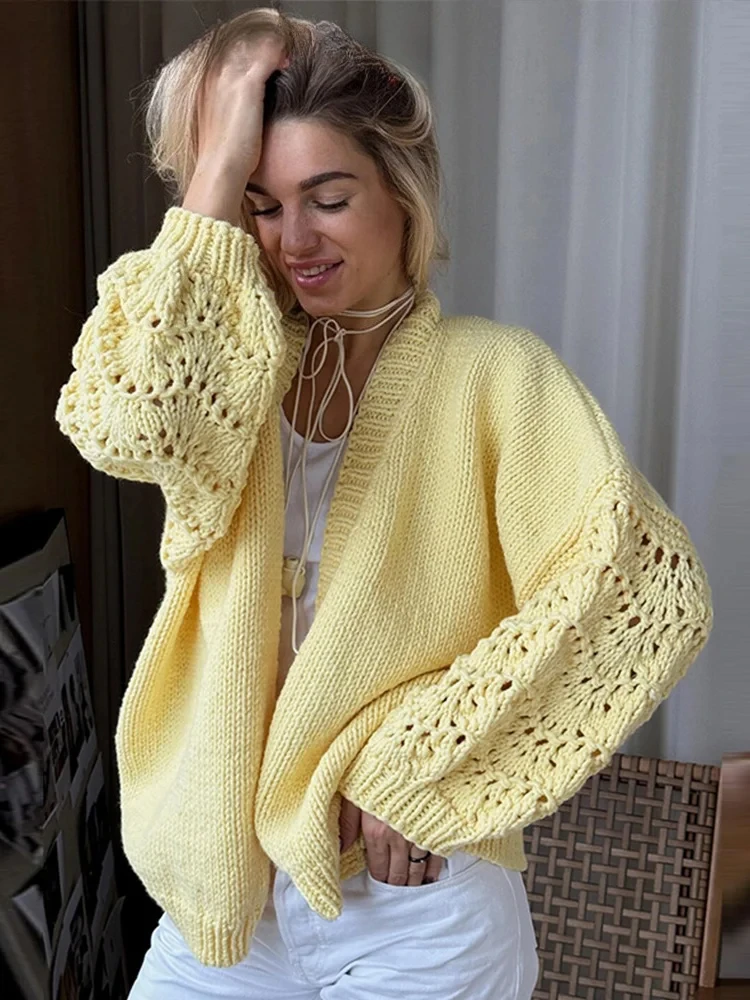 

Модный универсальный женский кардиган, свободный тонкий женский свитер с v-образным вырезом и длинными рукавами, осень 202, повседневный желтый женский трикотаж
