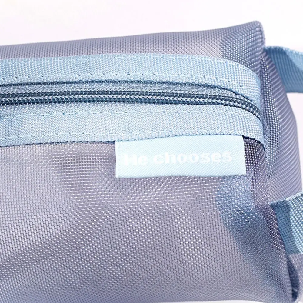 Bolsa de maquillaje de malla de gran capacidad, bolsa de cosméticos de Color fresco transparente con cremallera, estuche organizador de artículos de tocador, bolsa de almacenamiento