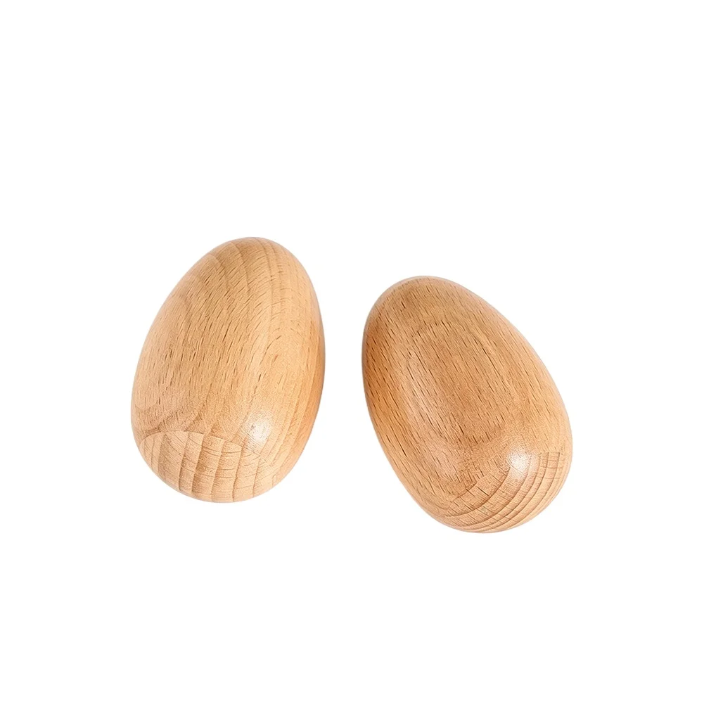 2pcs Natural Wood Egg Shaker Hand Musical Percussion Instrument Rhythm Melody Figurines Craft DIY Repair Tool Sewing Accessories