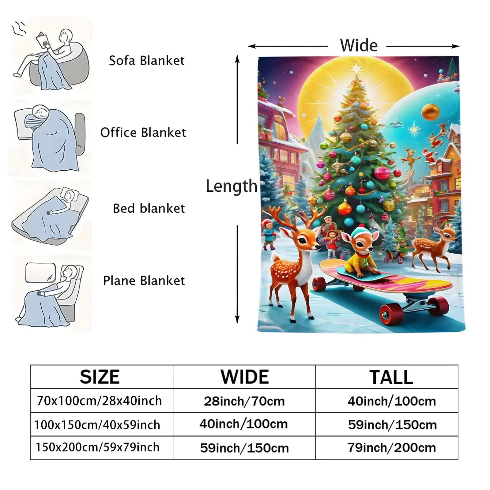 بطانية غزال لتزيين شجرة عيد الميلاد - رمي احتفالي ومبهج لمحبي عطلة أريكة غرفة المعيشة مثالي للديكور والهدايا