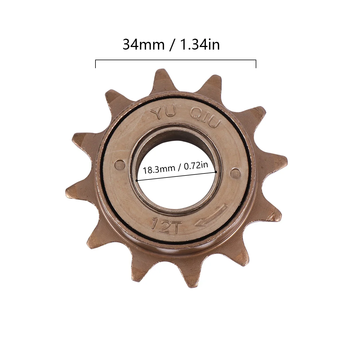 Speed Freewheel Bicycle 12 Tooth Flywheel 12T Large Hole Inner Diameter 34MM Brown Men's