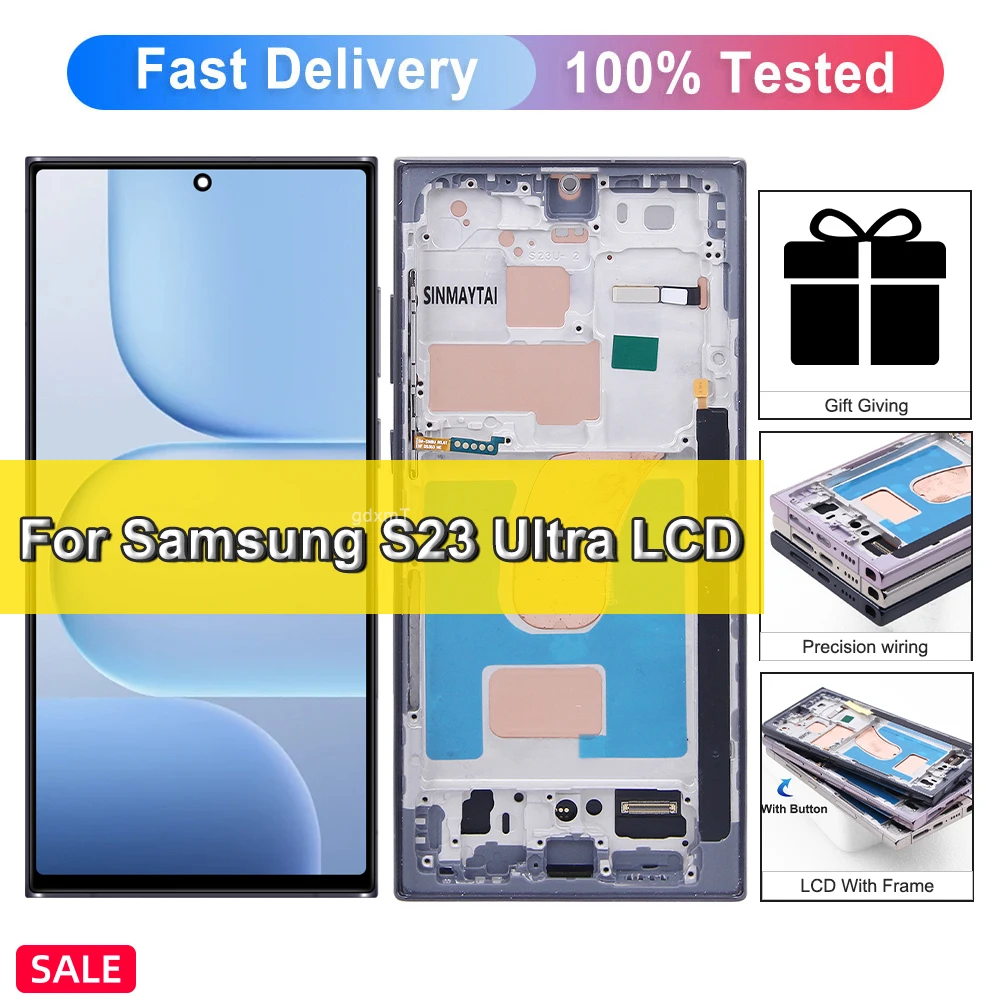 TFT S23 Ultra Display, für Samsung Galaxy S23 Ultra 5G LCD-Bildschirm S918 S918B S918U Touchscreen-Ersatz