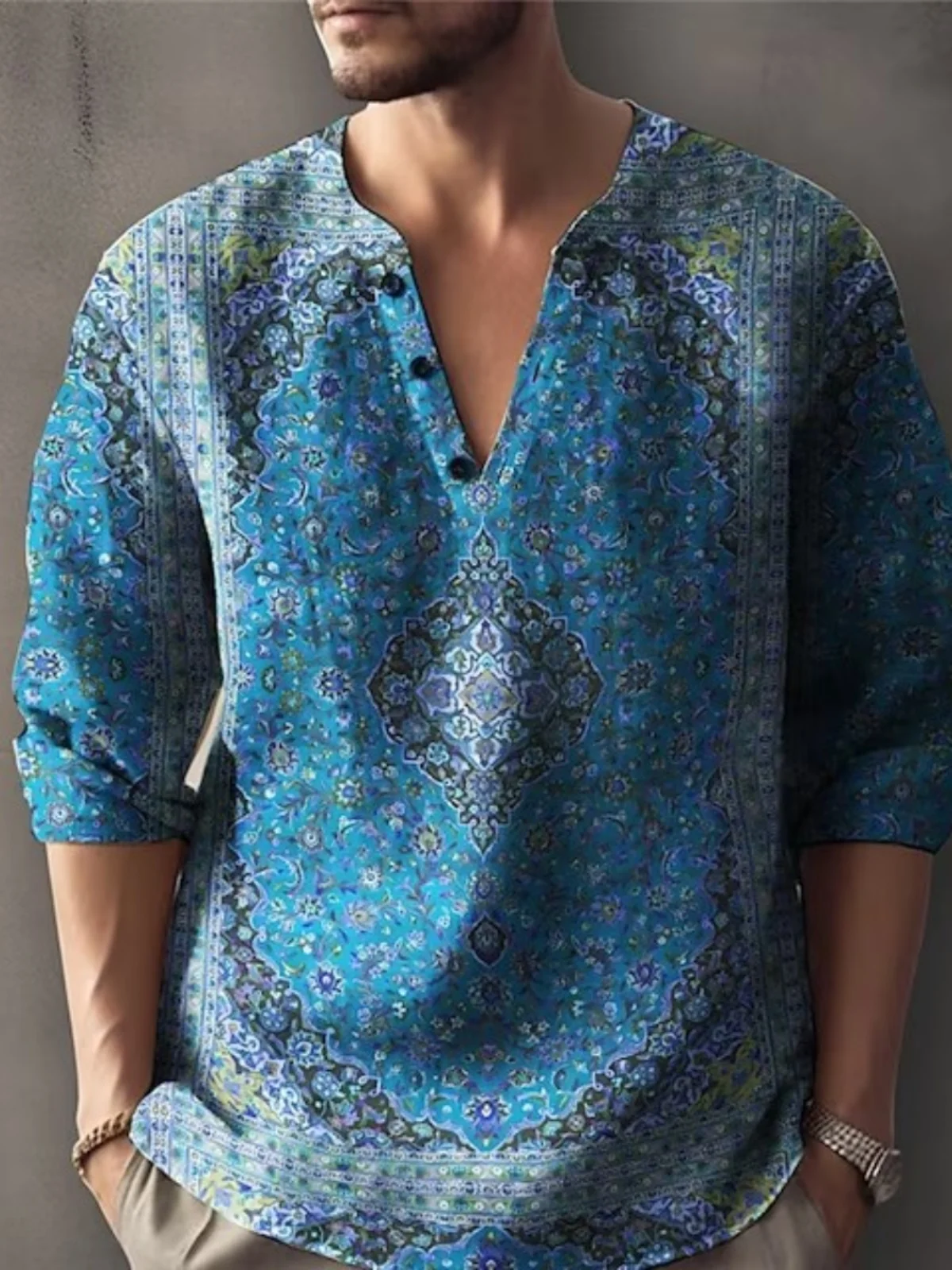

Men's 3D Casual Loose Long Sve irt Comfortable Loose Fit Long Sve Top for Autumn Youth Faion Casual Wear