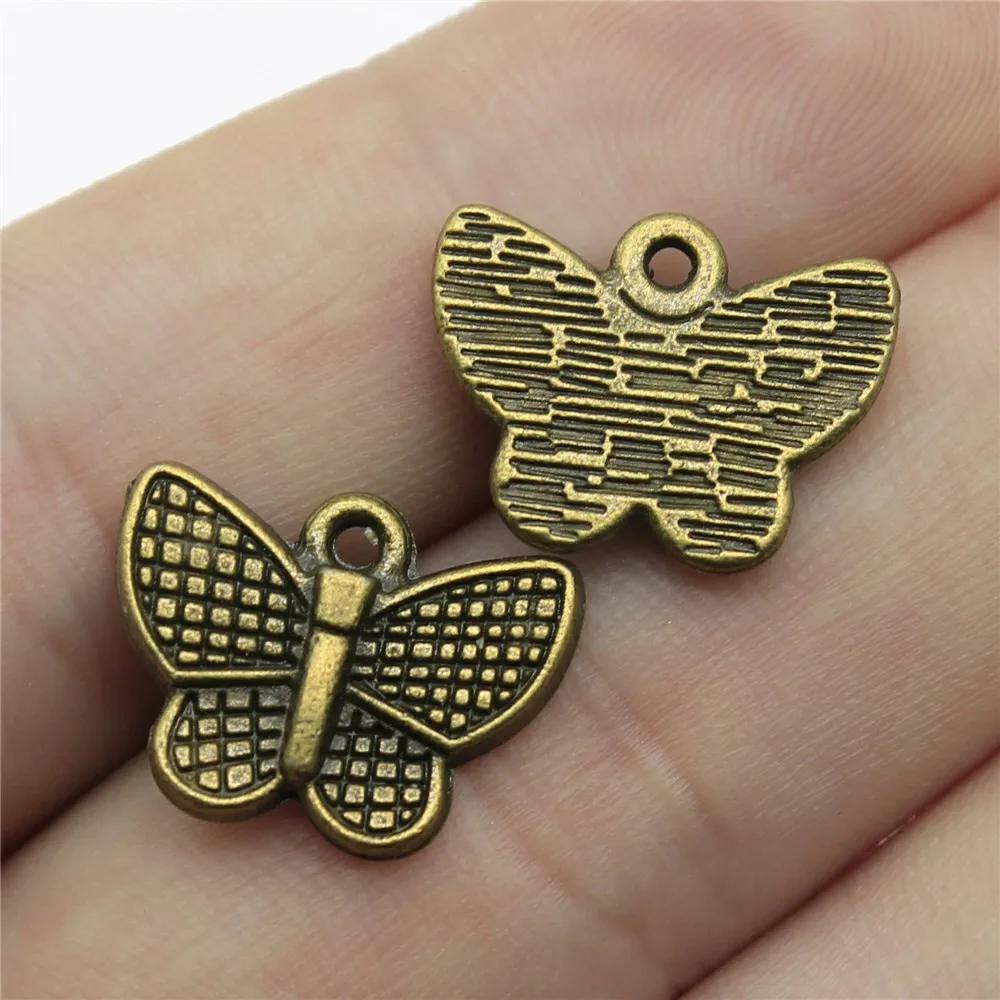 

10pcs 13x17mm 2 Colors Antique Silver Color Antique Bronze Color Butterfly Charms Handmade Jewelry Making Accessories