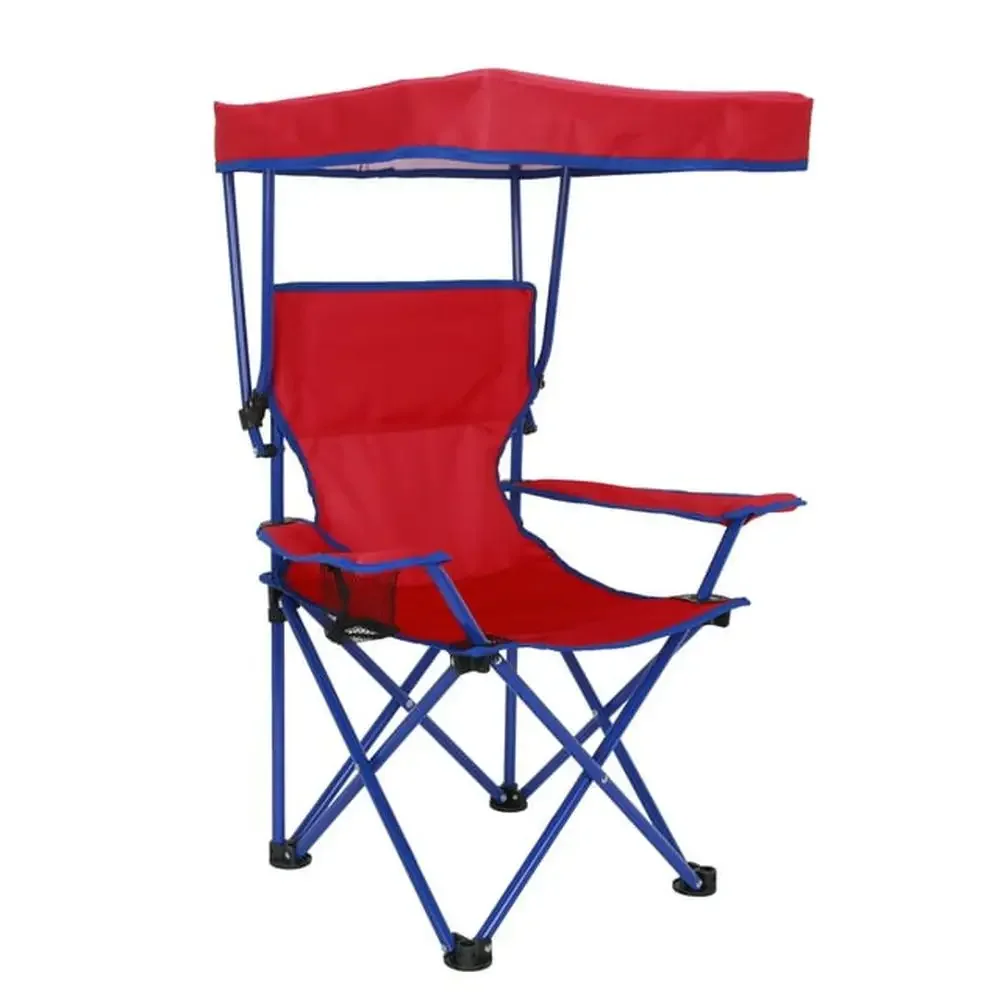 Kids Canopy Chair Safety Lock 125 lb. Capacity Red/Blue Portable Canopy Camp Chair Children's Seat Beach Backyard Carry Bag