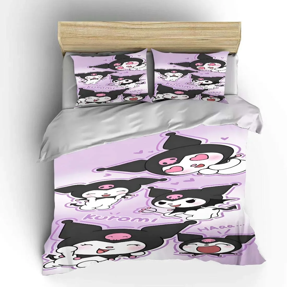 Sanrio Kuromi Bedding Set Hello Kitty Baby 3 Pieces Set King Size Girl Bed Set US Twin Adult Bed Cover Bedroom Decor Duvet Gift