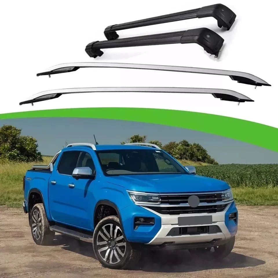 4Pcs for VW Amarok 2023 2024 Side Rail Bar Roof Rail Rack Crossbars Cross Bar