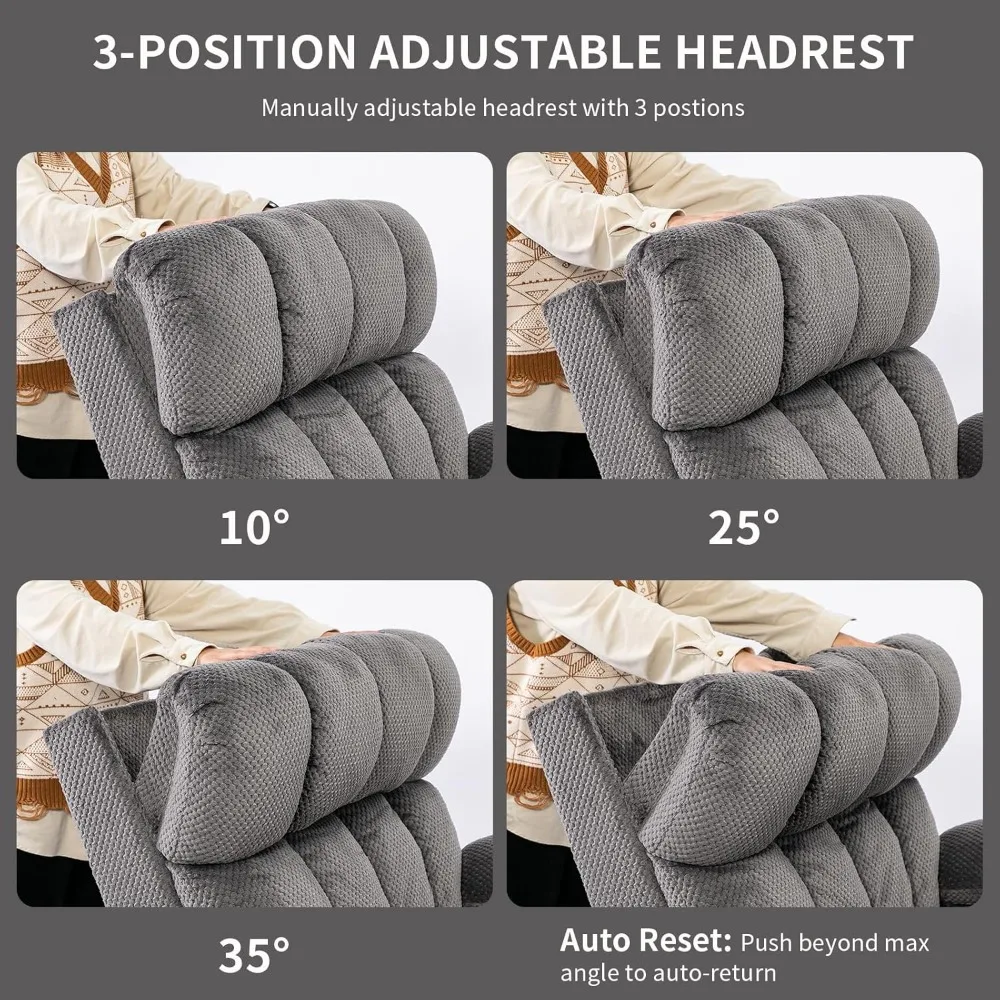 Dual Motor Power Lift Recliner Chair for Elderly with Adjustable Headrest,Extra Wide Recliner Chair with Heat and Massage,