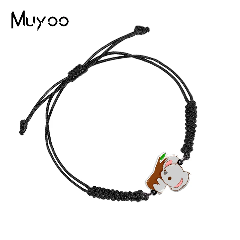 2022 New Arrival Cartoon Gray Animal Lazy Koala Handmade Adjustable Rope Bracelets Epoxy Resin Acrylic Weave Bracelets