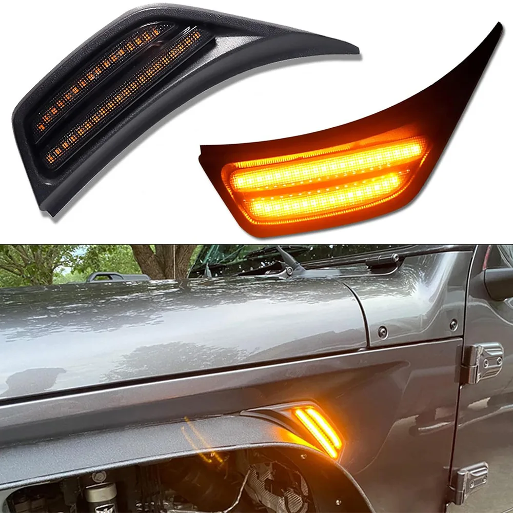 

Янтарные светодиодные передние крылья с дымчатыми линзами, боковые габаритные огни, указатели поворота для Jeep Wrangler JL JLU Sport 2018-2021 гг.