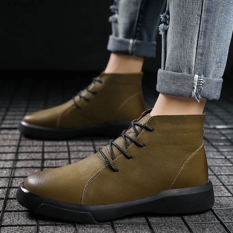 2024 Winter Fur Warm Chelsea Men's Boots Fashion Brand Suede Vintage Ankle Boots Tendon Sole Wear Work Outdoor Soft Sole Boots