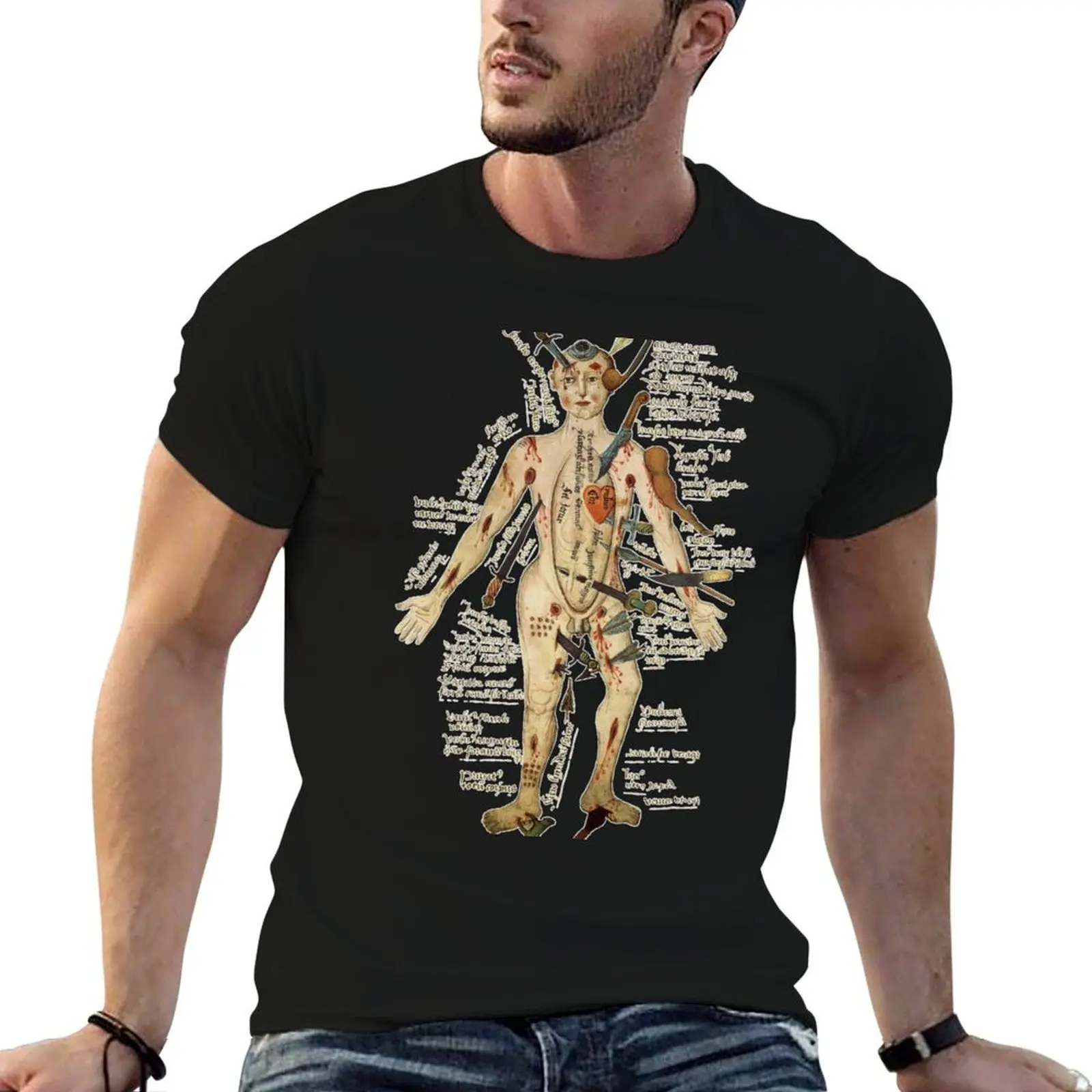 The Many Lives of the Medieval Wound Man - 16th centuries T-Shirt cute tops Clothing mens designer clothes