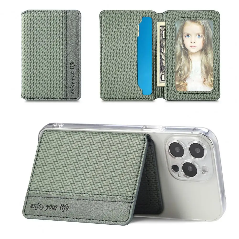 Phone Card Holder  Durable Multifunctional Faux Leather  Magnetic Phone Case Sticker Rack Phone Accessories