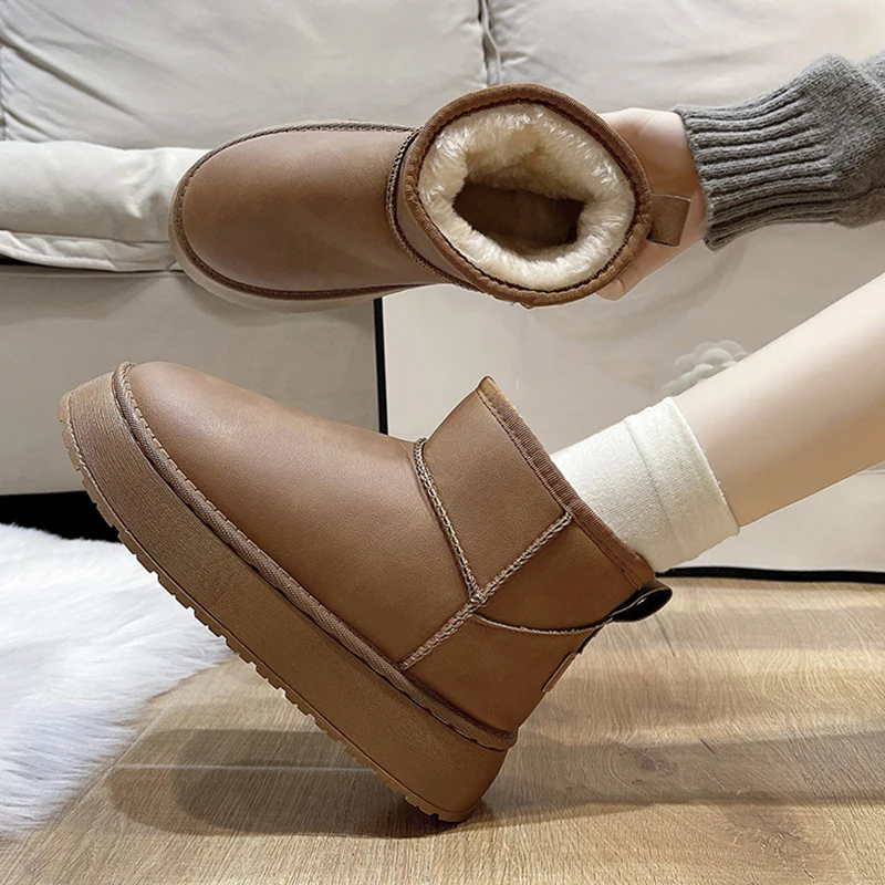 Plus Size 42 Thicken Plush Snow Boots Women 2026 Waterproof Thick Bottom Winter Boots Woman Slip On Warm Cotton Padded Shoes view 5