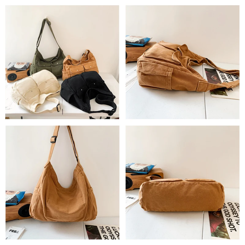 Borsa da donna in tela borsa a tracolla Vintage borsa a tracolla Y2K borsa ecologica borsa Shopper coreana borsa a mano Unisex tascabile