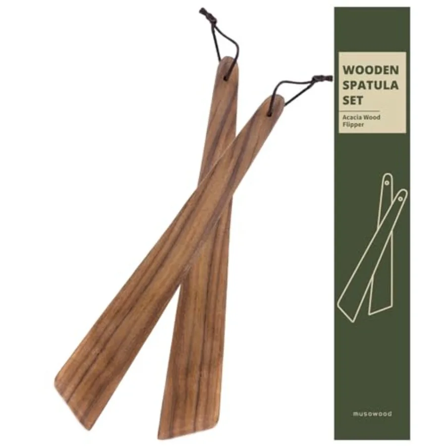

12" Acacia Wood Spatula for Cng Small Wood Flipper Non-Stick Spatula Set Egg Scraper Multi-Purpose Spatulas for Flipping Servin