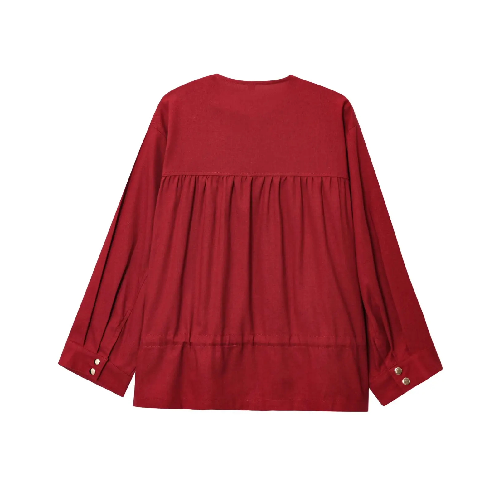 JNLEAOG ربيع جديد للمرأة Faion مزيج الكتان الصيد Jaet 799472440 البوليستر طويل Sve سستة مستديرة لون نقي #3