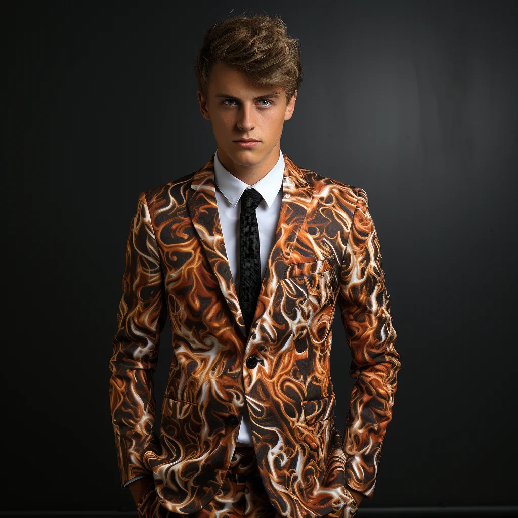 Tuta da uomo New Flame tuta da uomo con stampa digitale 3D Cos Party Stage Nightclub Shiny Cool Performance Suit