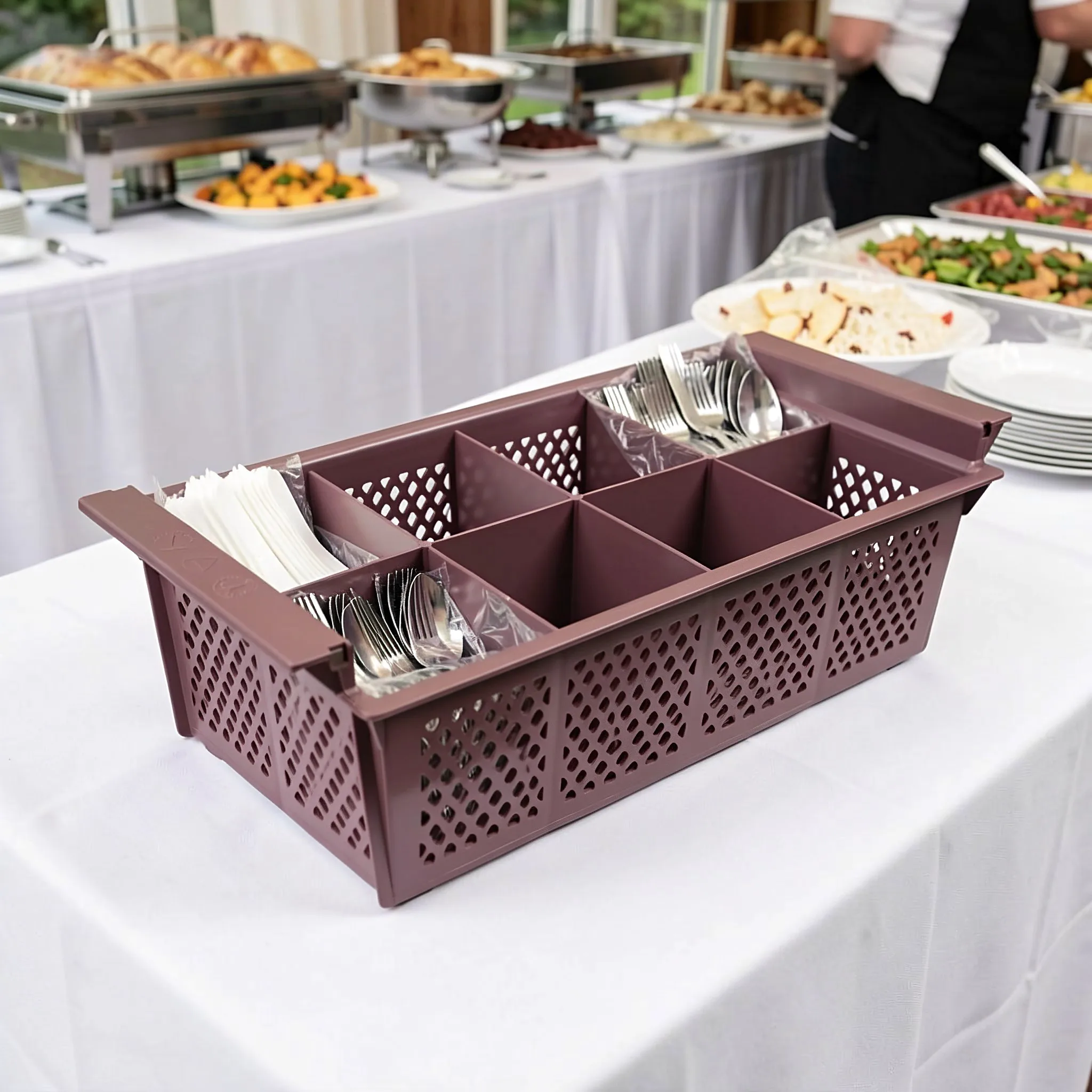 Commercial Dishwasher Silverware Basket 8 Compartment Cutlery Draining Utensil Holder Countertop Organizer Chopstick Basket