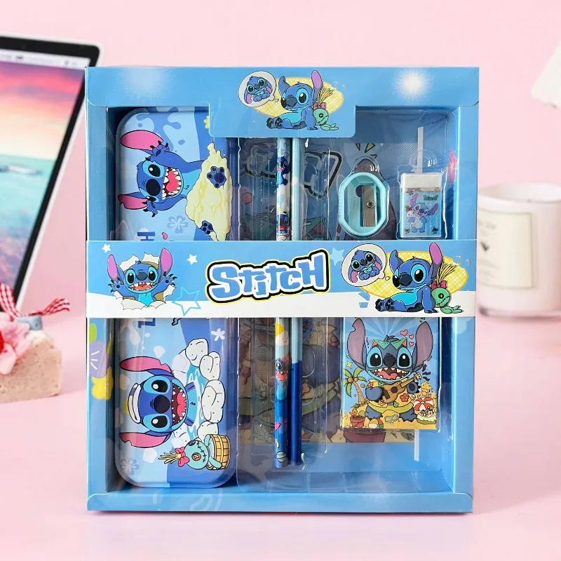 Nuevo set de papelería 7 en 1 con diseño de ángel de dibujos animados, útiles escolares multifuncionales, caja de regalo de papelería para el regreso a clases para estudiantes