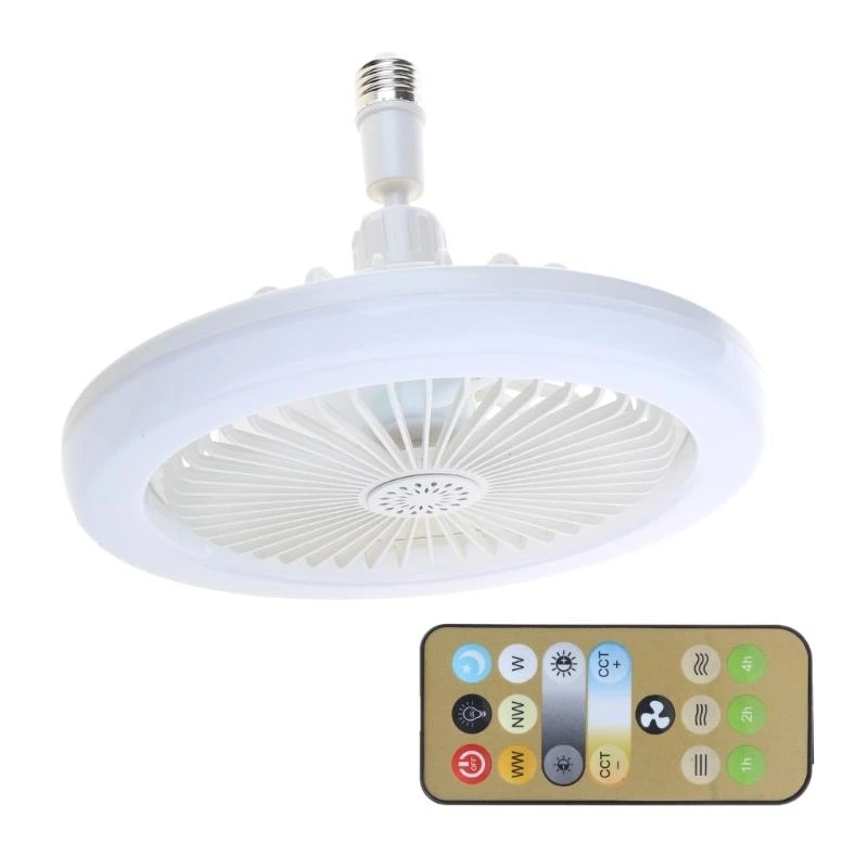 

K9FC E27 LED Ceiling Fan Lamp 3-Gear Speed Cooling Fan Remote Control Fan Light