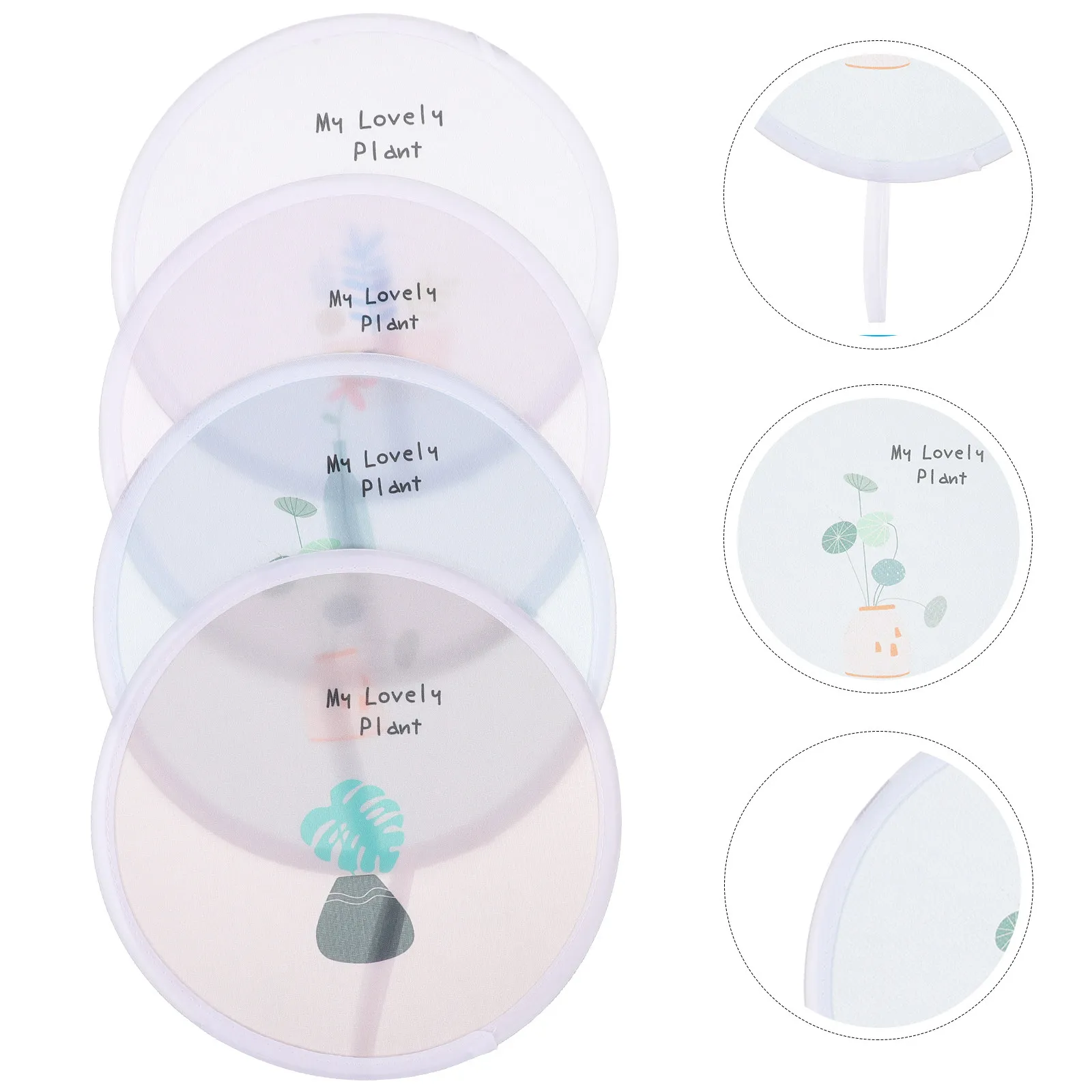 4Pcs Folding Circular Fan Simple Elegant Round Handheld Fan Foldable Lightweight Portable for Dance Performance Artistic Photos