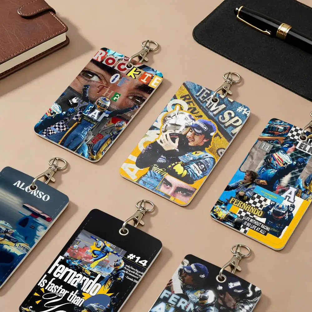 

Кожаные чехлы-картхолдеры F-Fernando Racing A-Alonso из полиуретана с защитой от потери, для студенческих удостоверений, пропусков в кампус, ключница