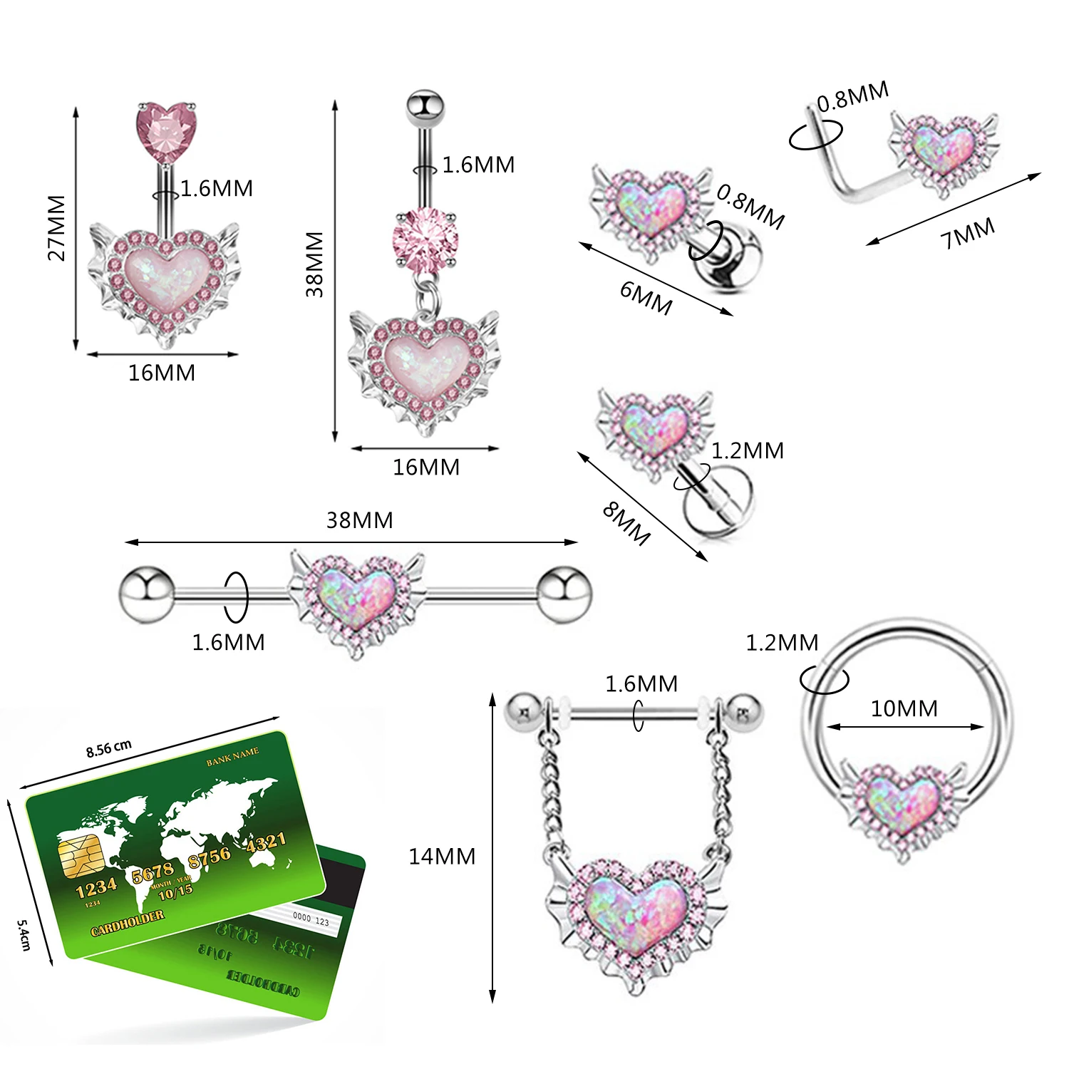 Stainless Steel Navel Belly Button Rings Women Heart Nose Clip Lip Labret Helix Screw Earring Stud Cartilage Conch Piercing