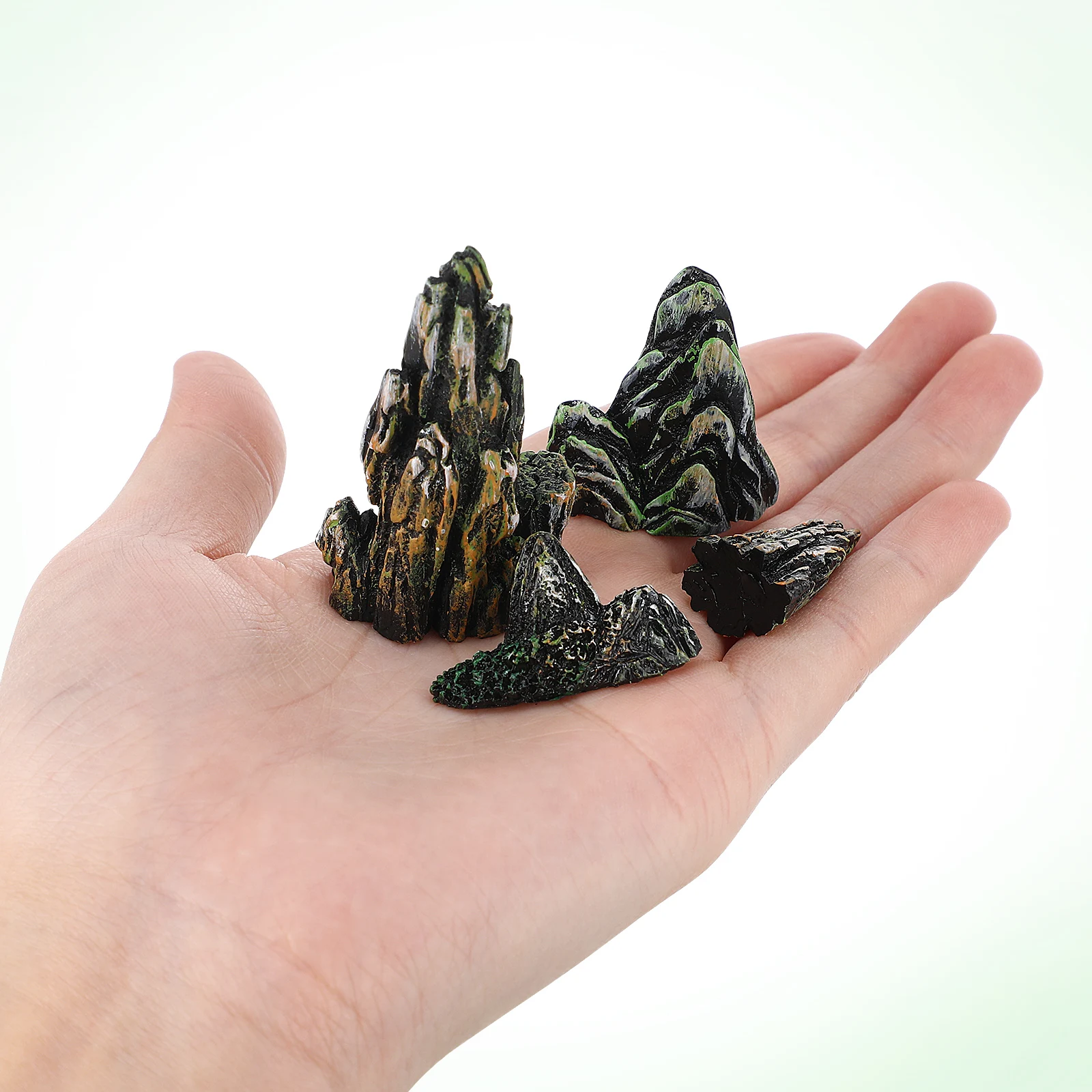 8Pcs Mini Rockery Statues Garden Bonsai Miniatures Micro Landscape Resin Rockery Model Fish Tank Decoration Mixed Style