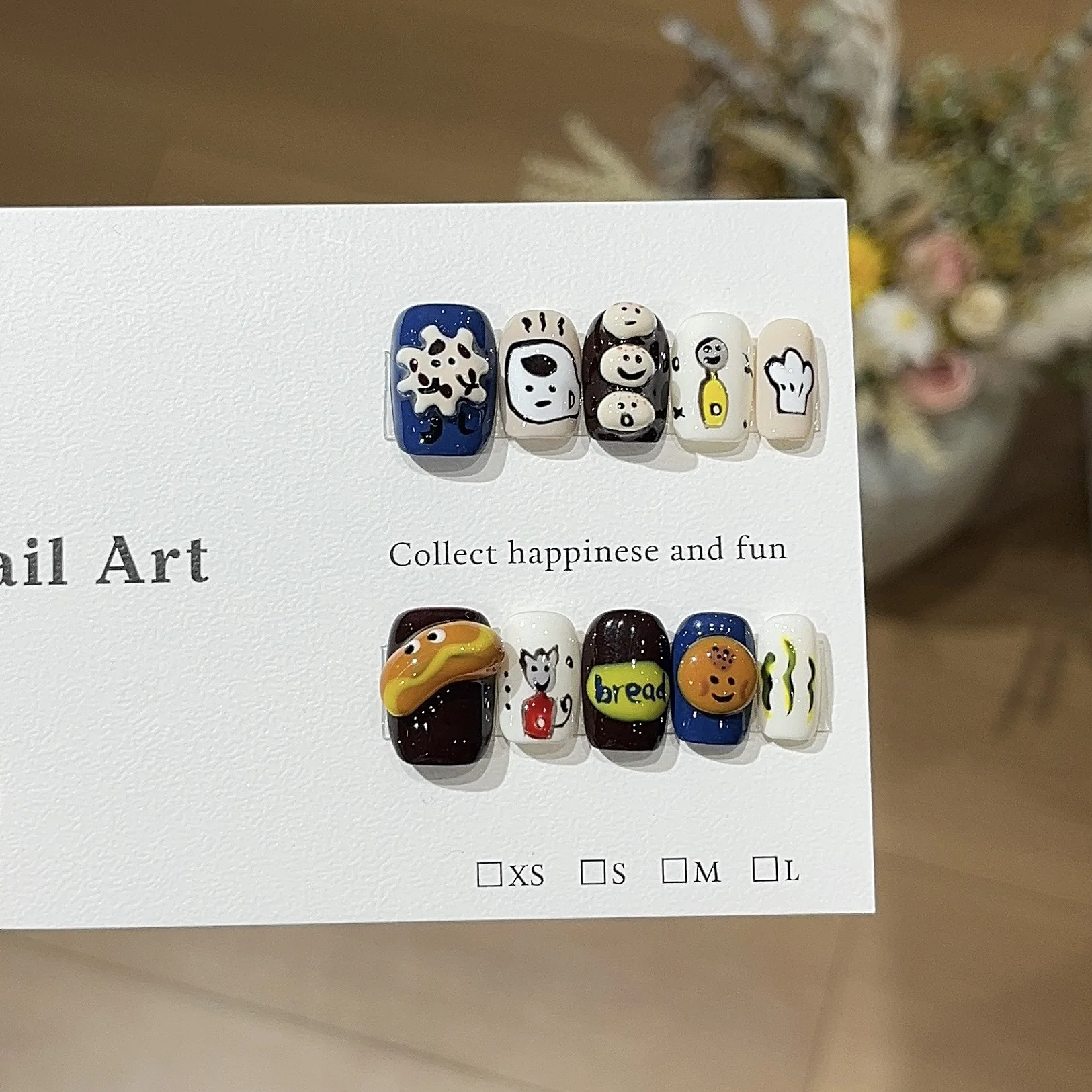 

10PcsKawaii Depiction Cartoon Artifical Press on Nails Short Square Cute Dessert Decoration Detachable Reusable Full Cover Nails