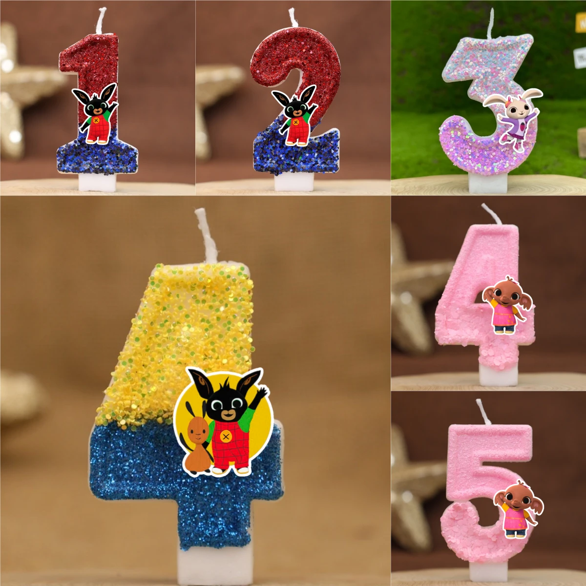 Jolie bougie numérique en forme de lapin noir, chiffres 0-9, pour décoration de gâteau d'anniversaire, accessoires de fête de dessin animé