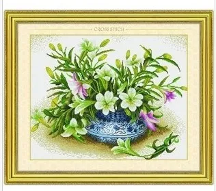 

Pure handmade finished cross stitch perfume lily restaurant small decorative painting embroidered for sale50*70cm