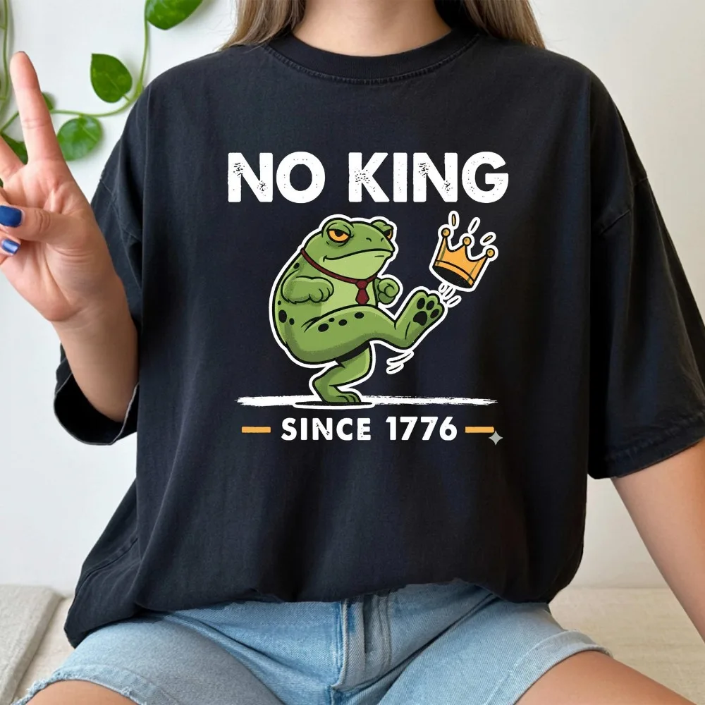No King Since 1776 -Shirt Political Tees Short-sleeved Graphic T-shirt  Women Comfort Breathe Classic Pattern Print Tops