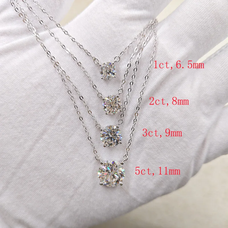JoyceJelly S925 Sterling Silver Moissanite Necklace For Women Simple Four-claw Pendant Collarbone Chain Classic Luxury Jewelry 4