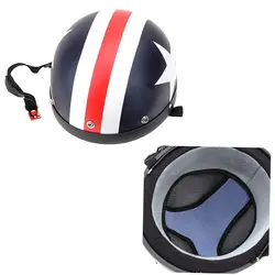 Biker Scooter Touring Helmet Half Open Face Motorcycle Helmet with Goggles Visor Scarf Classic Star And Stripes Pattern