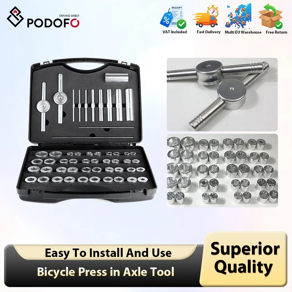 Podofo outil d'installation de roulement de vélo tour de moyeu en alliage d'aluminium Installation d'essieu de moyeu de cyclisme retrait d'outils ensemble d'outils en acier inoxydable